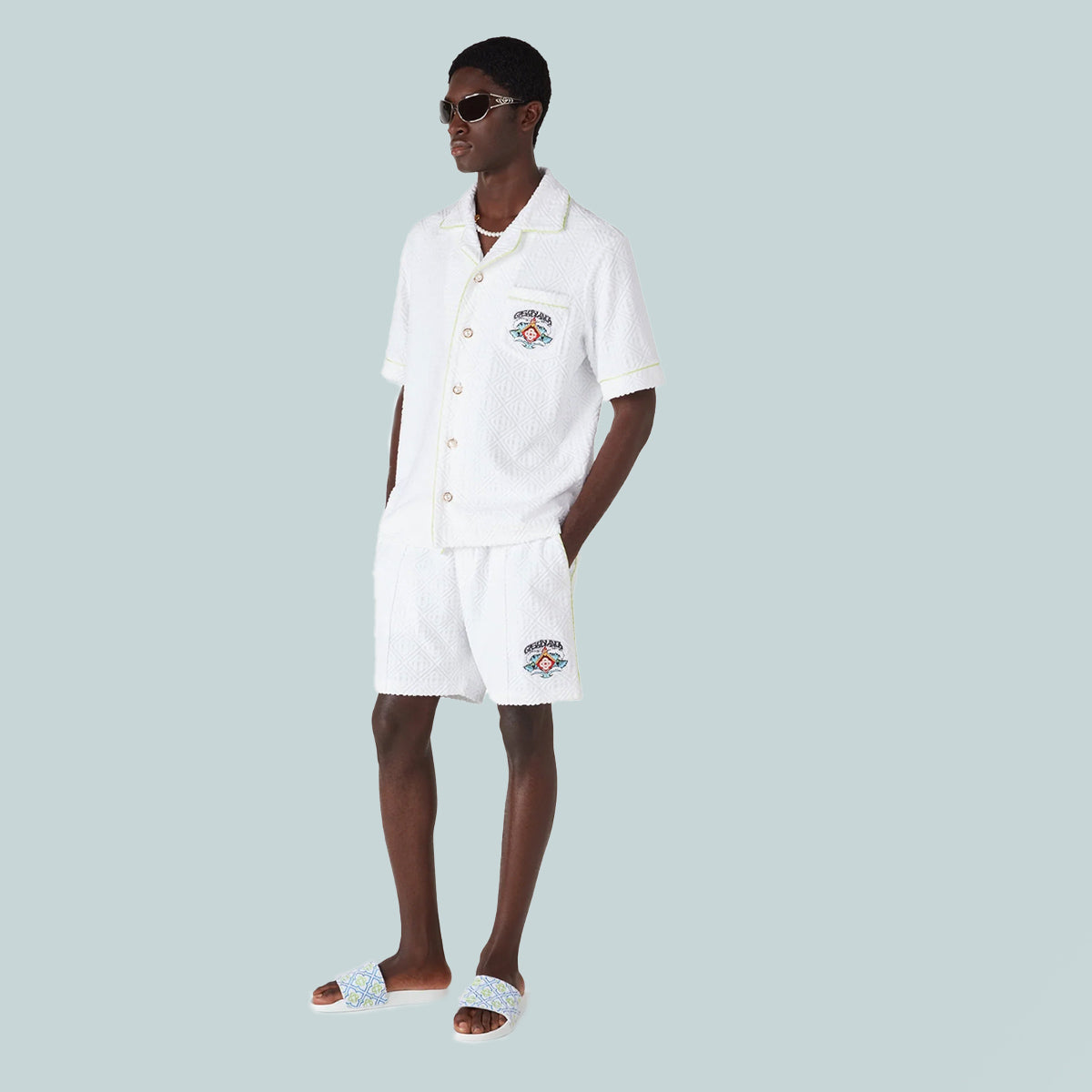 Towelling Monogram Short White