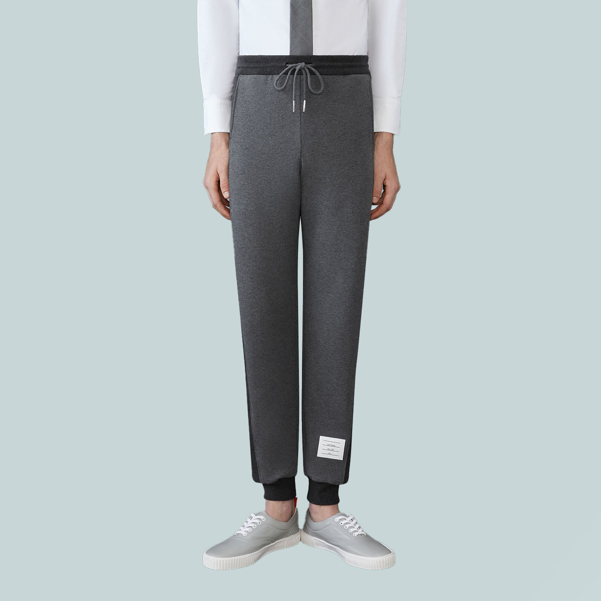 Classic 4-Bar Jersey Loopback Sweatpants Colour Blocked Grey