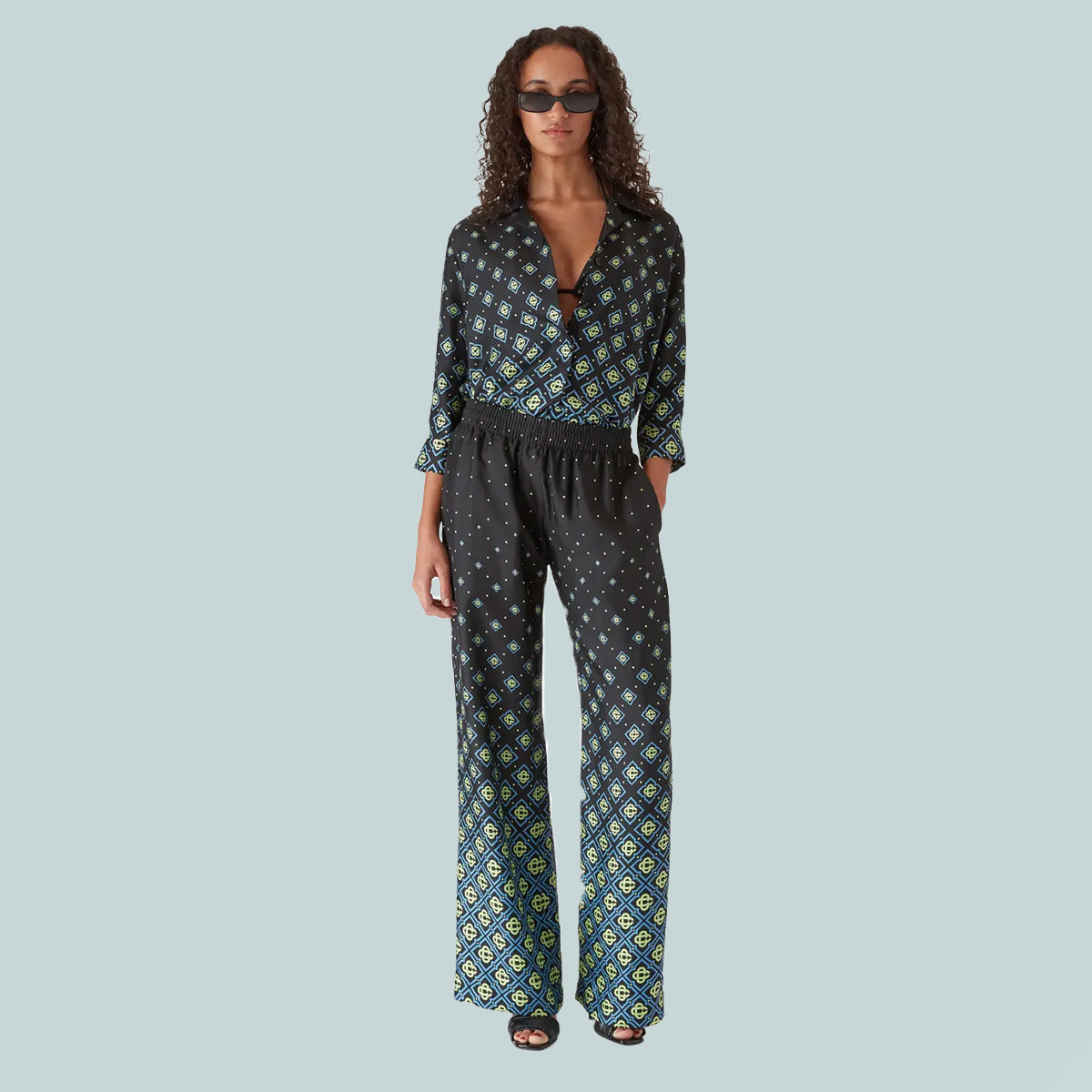 Women's Silk Trousers Degrade Monogram Black