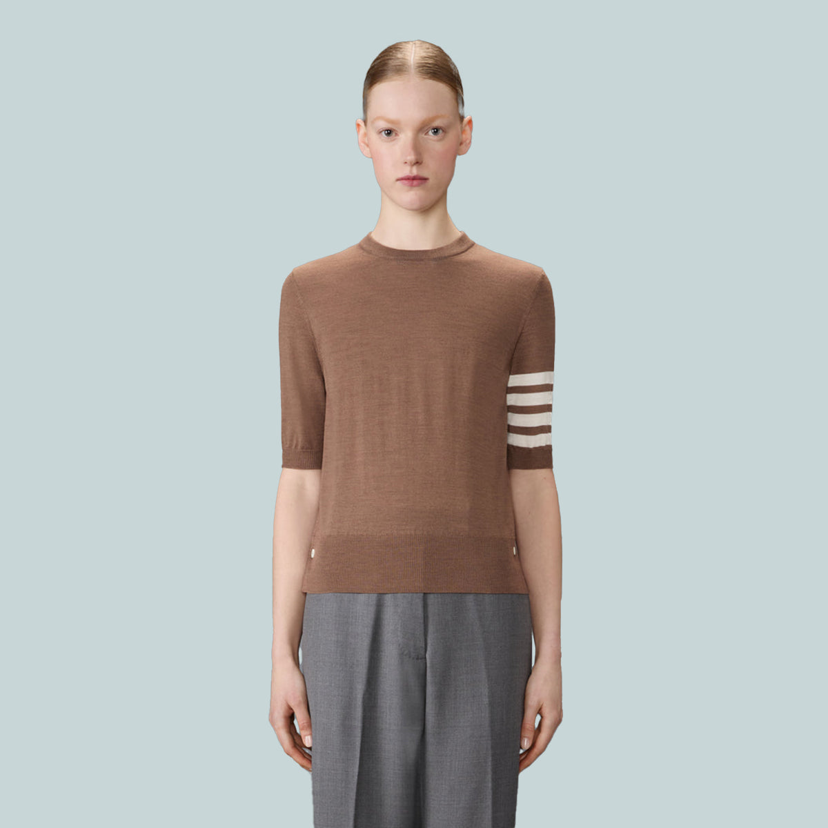 Merino Wool Jersey Stitch 4-Bar Tee Walnut