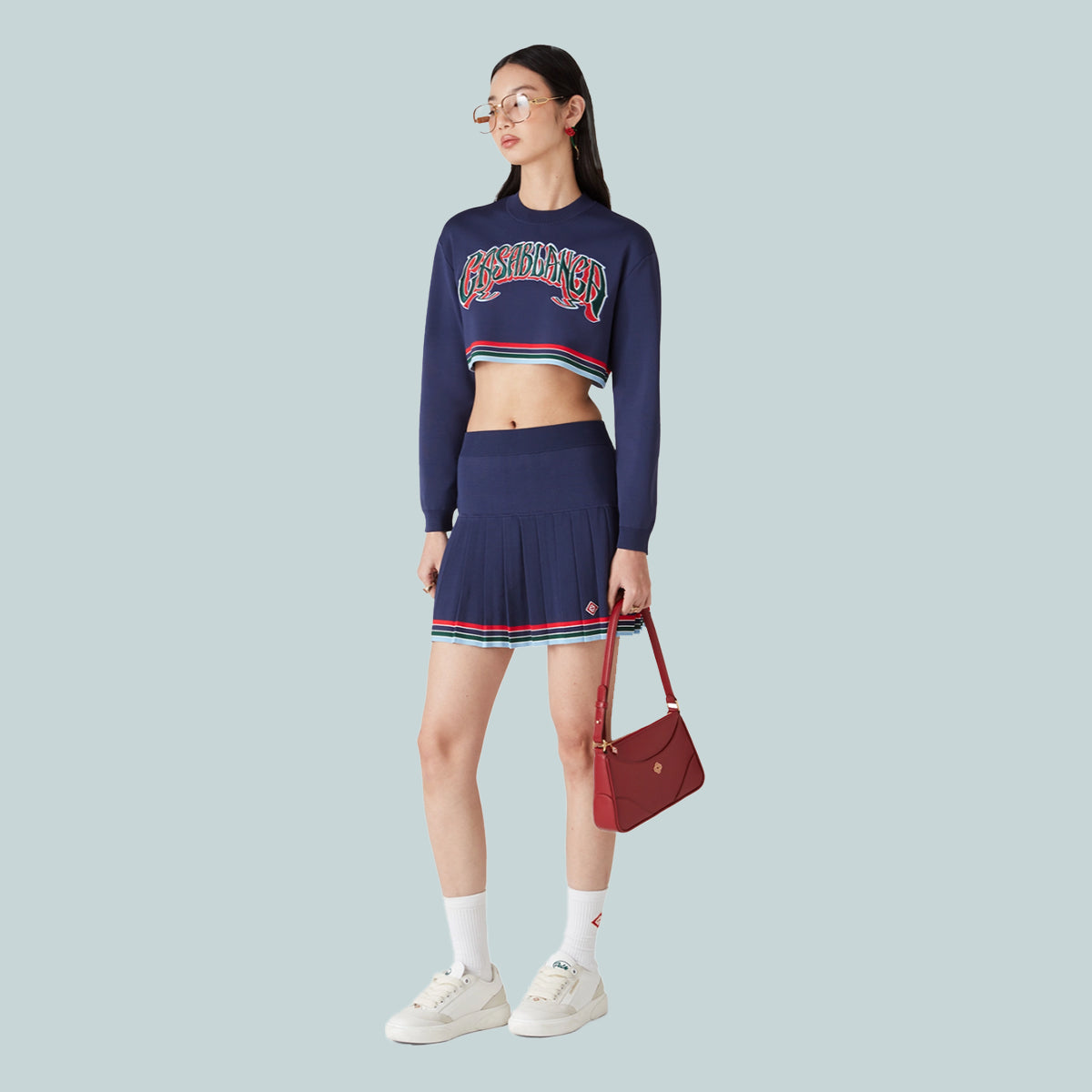 Baseball Cropped Tee Navy