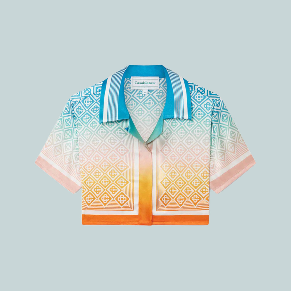 Gradient Monogram Cropped Silk Shirt
