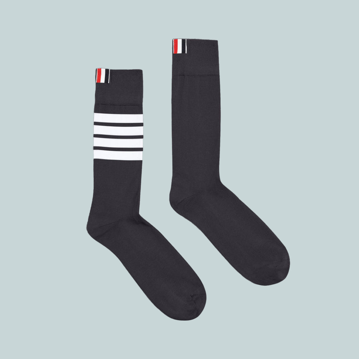 Lightweight Cotton 4-bar Mid Calf Socks Dark Grey