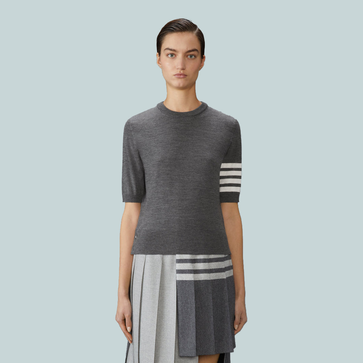 Merino Wool Jersey Stitch 4-Bar Tee Grey