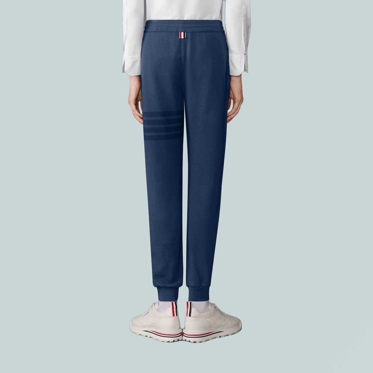 Sweatpants W/ Overdyed 4 Bar In Solid Loopback Navy