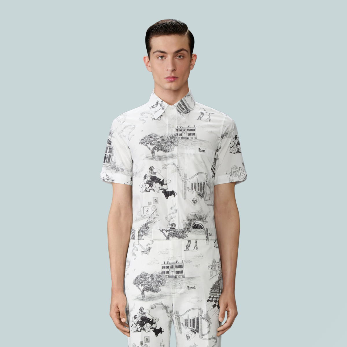 Poplin Hector Toile Short Sleeve Shirt White
