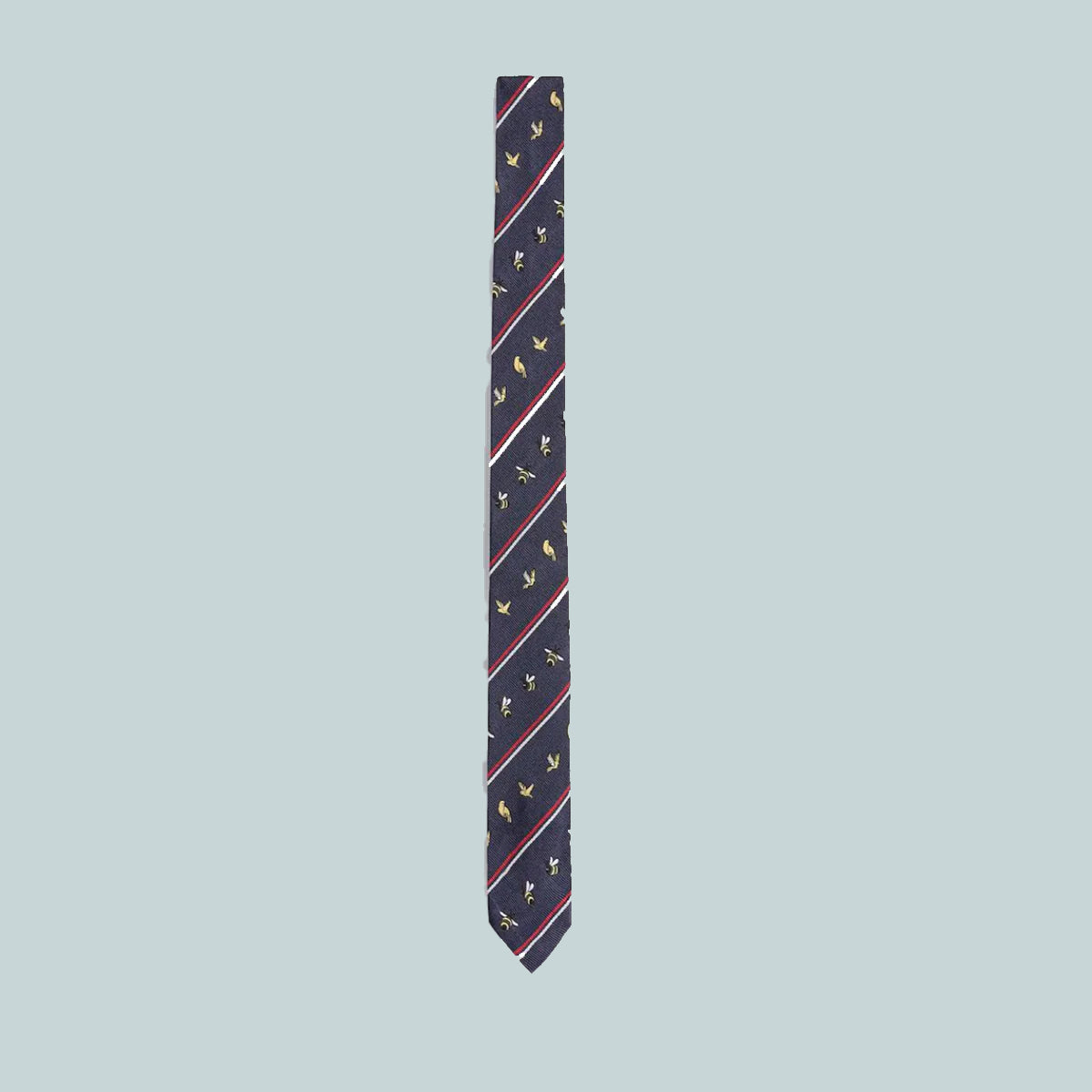 Shadow Stripe Birds And Bees Jacquard Classic Tie Navy