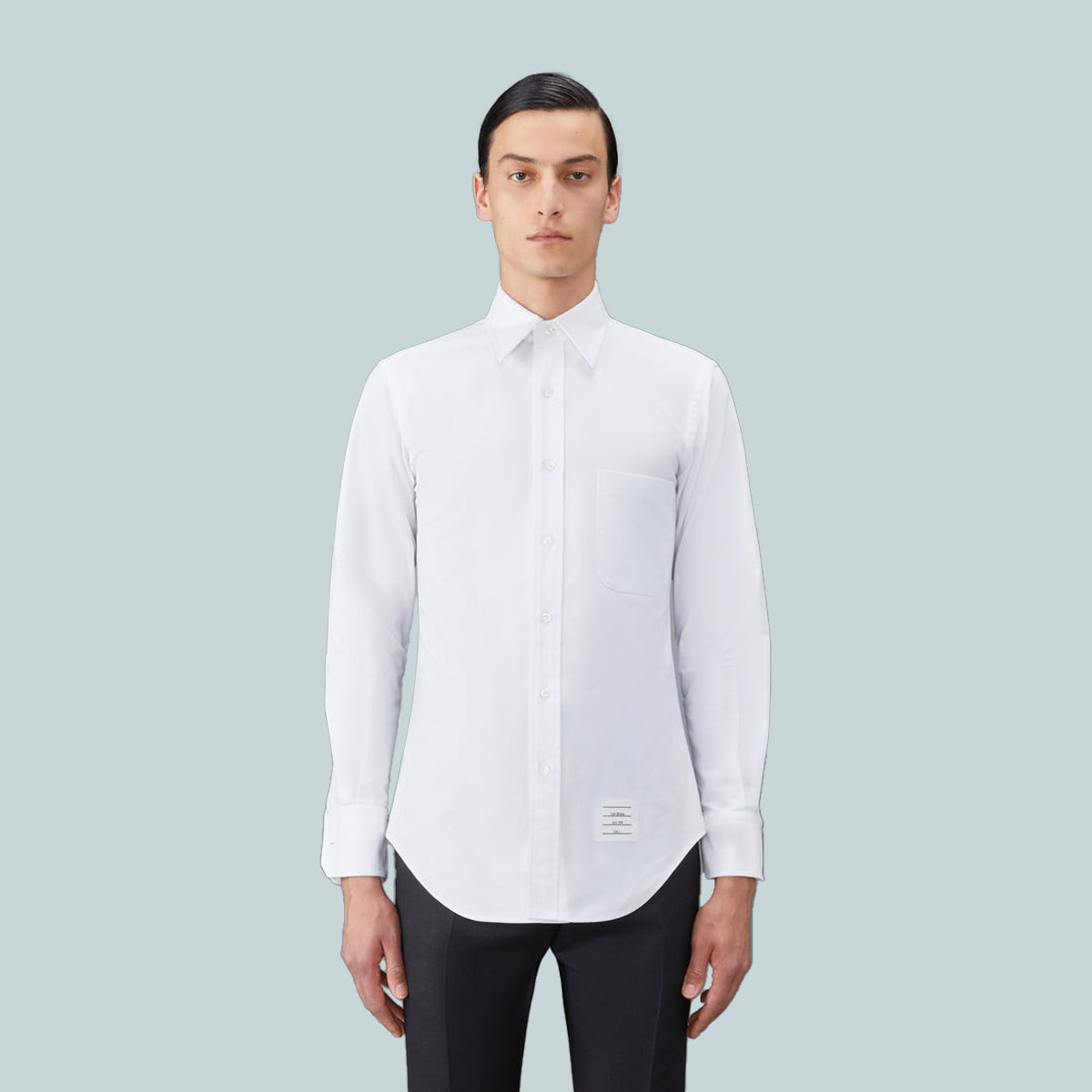 White Cotton Oxford Grosgrain Placket Shirt White