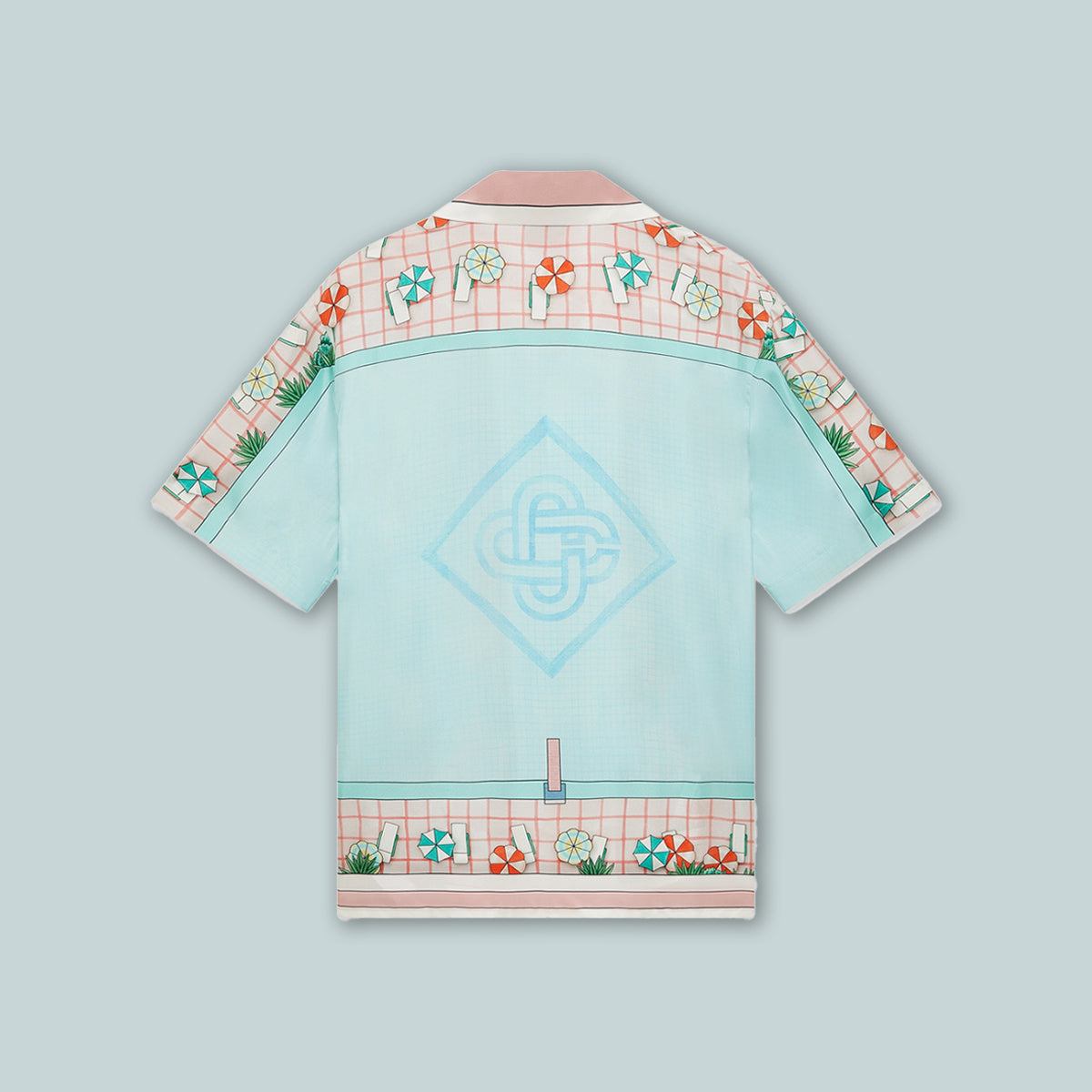 Cuban Collar Silk Short Sleeve Shirt Copacabana Pink
