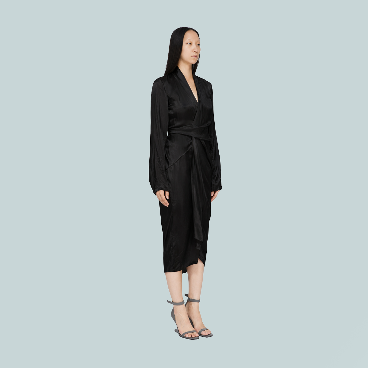 Wrap LS Dress Black