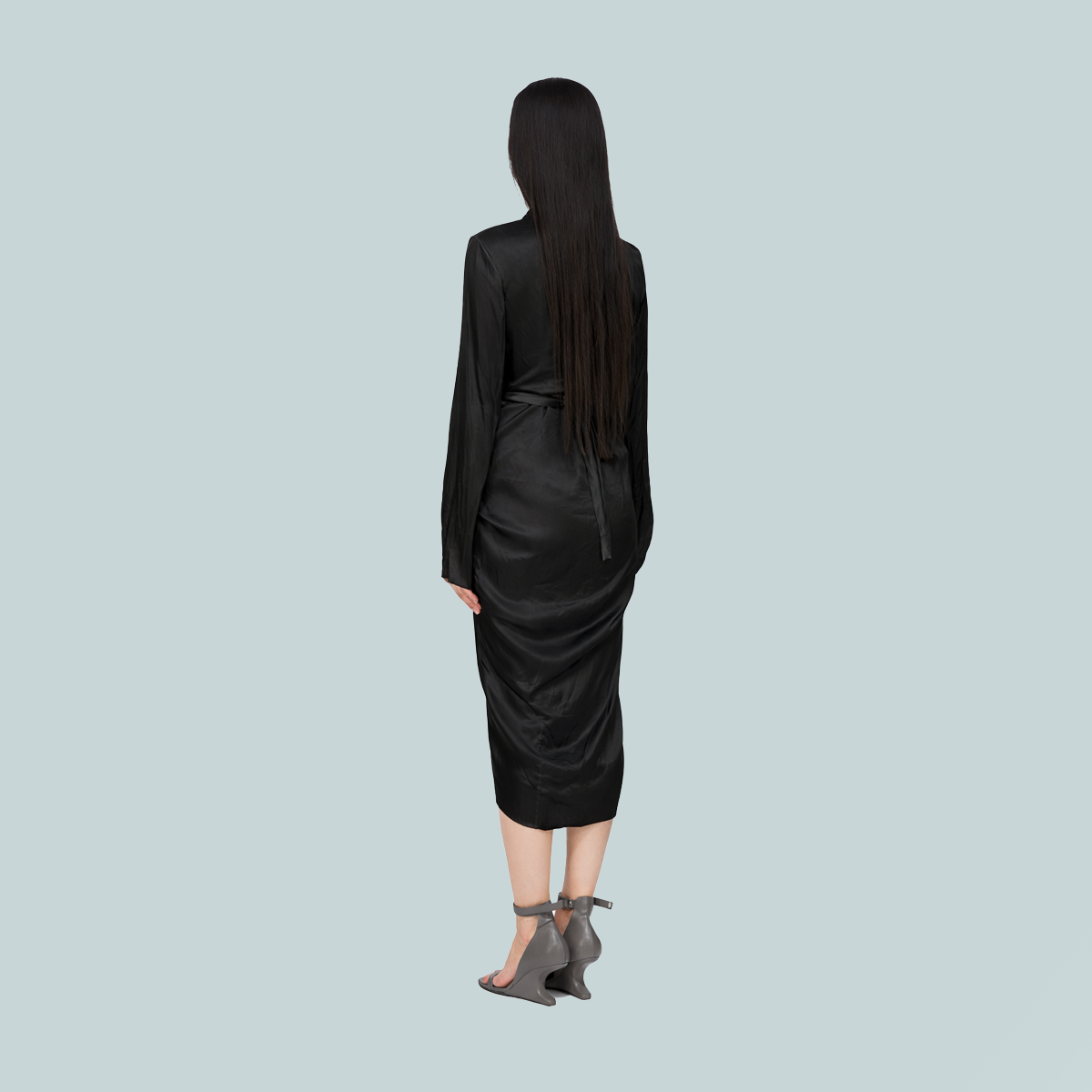 Wrap LS Dress Black