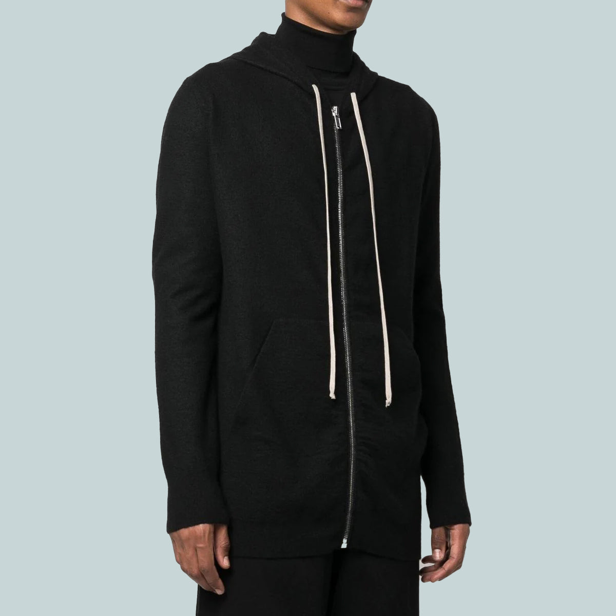Cashmere Zipped Hoodie Black