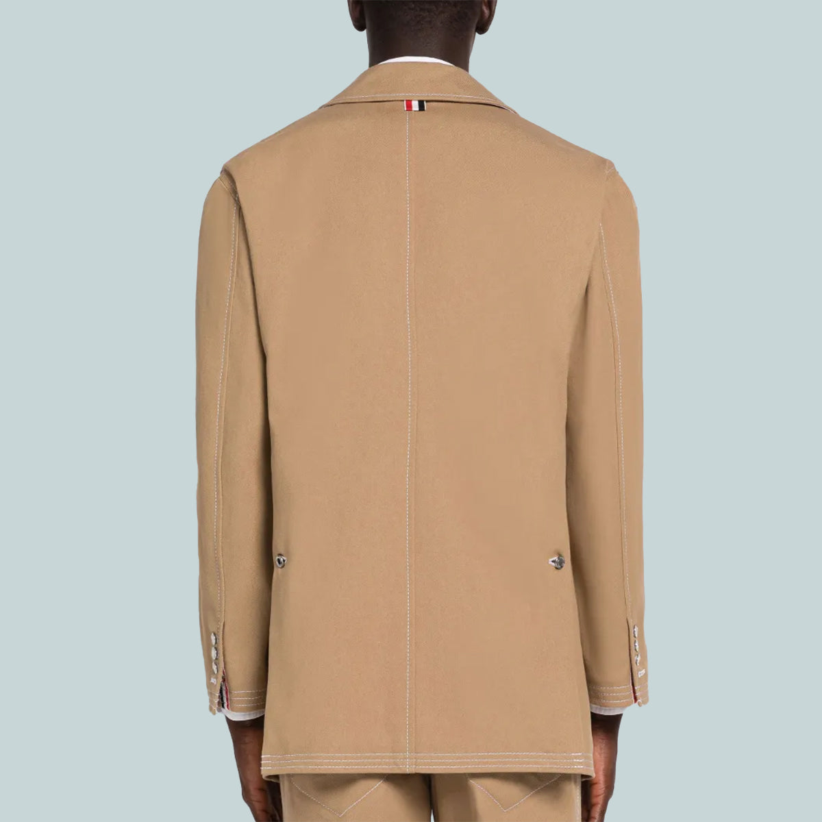 Selvedge Denim Track Stitch Bal Collar Overcoat Camel