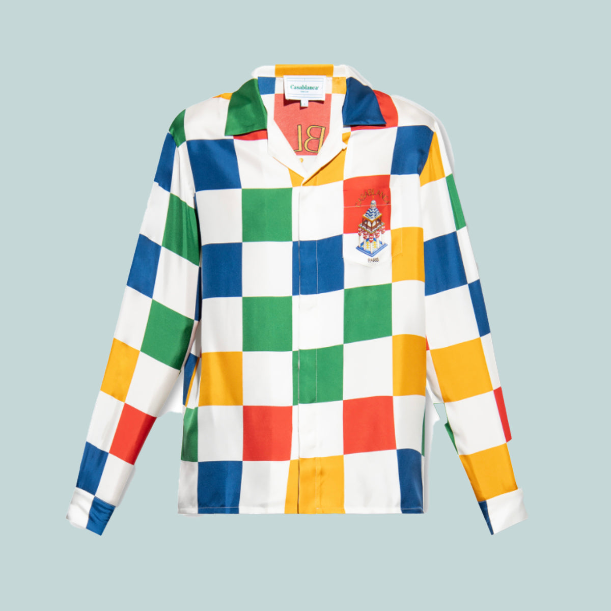 Cuban Collar Long Sleeve Check Shirt Multi