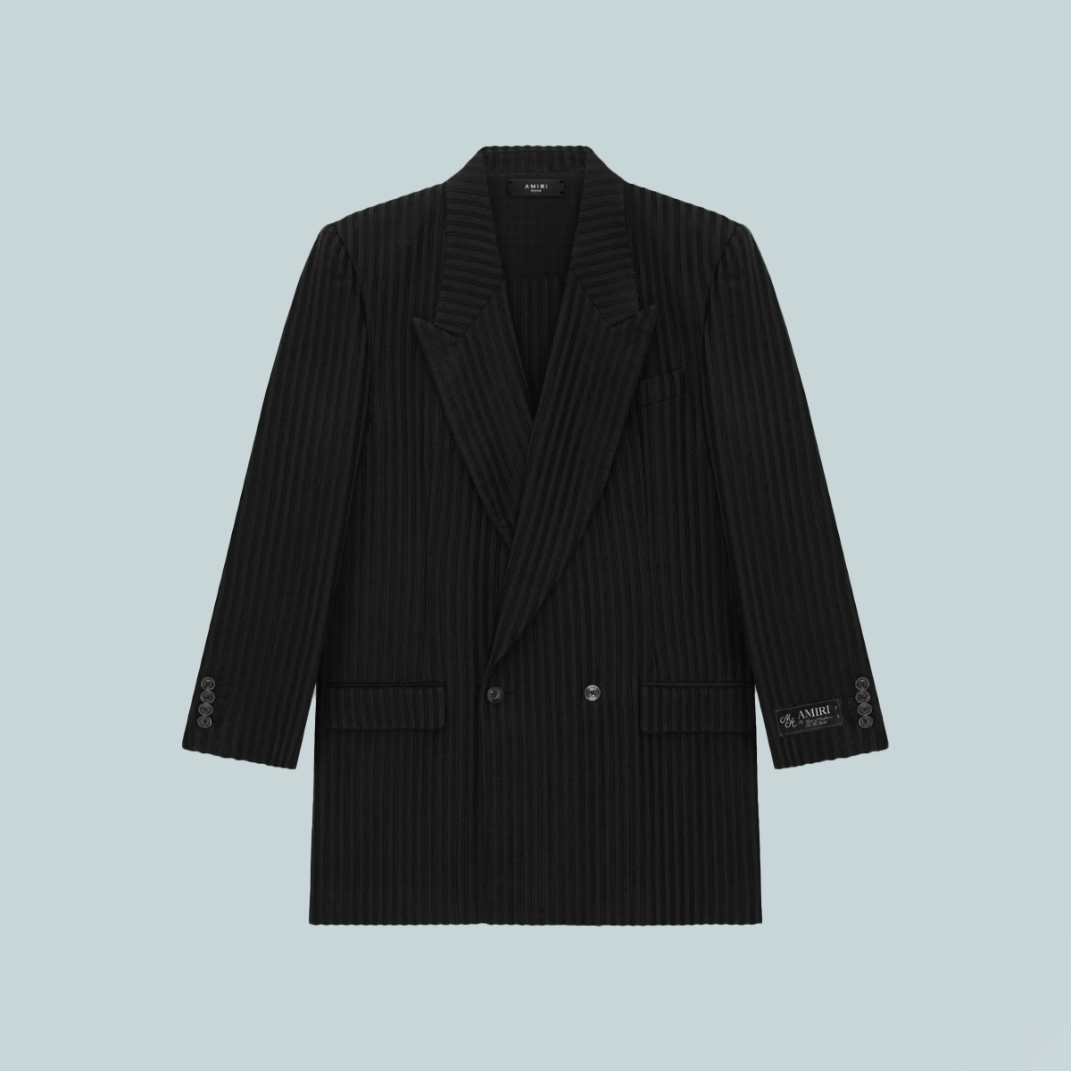 Striped Double-Breasted Blazer Black