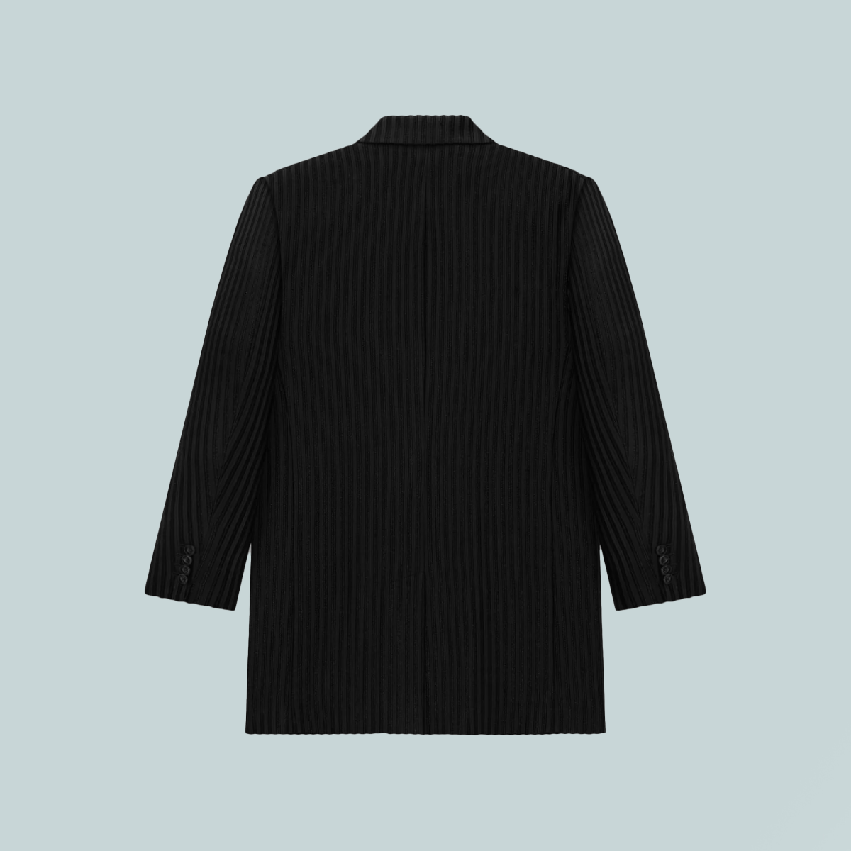 Striped Double-Breasted Blazer Black