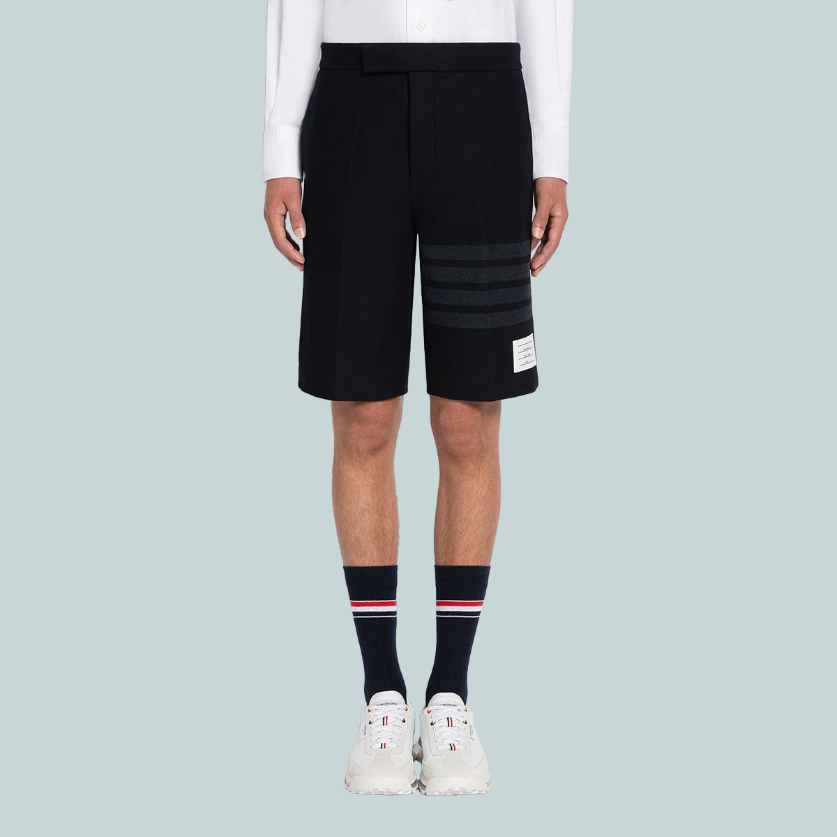 Tech Twill Tonal 4-Bar Bermuda Shorts Navy