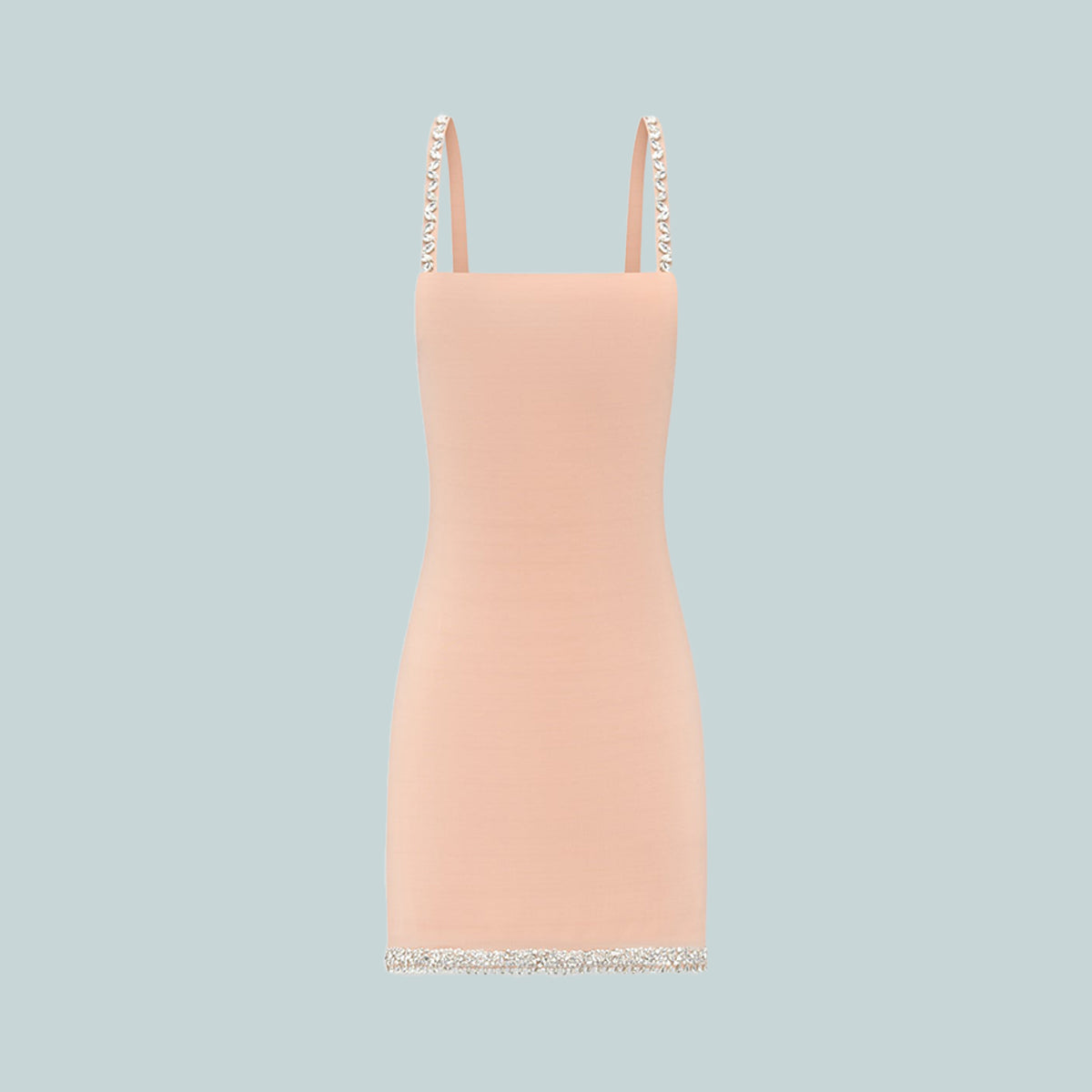 Crystal Straps Mini Dress Blush
