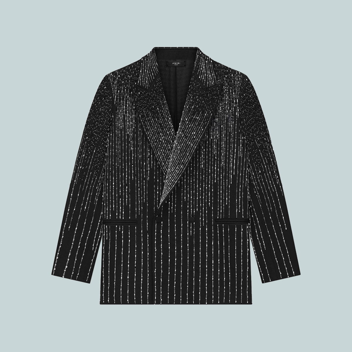 Crystal Stripe Double-Breasted Blazer Black