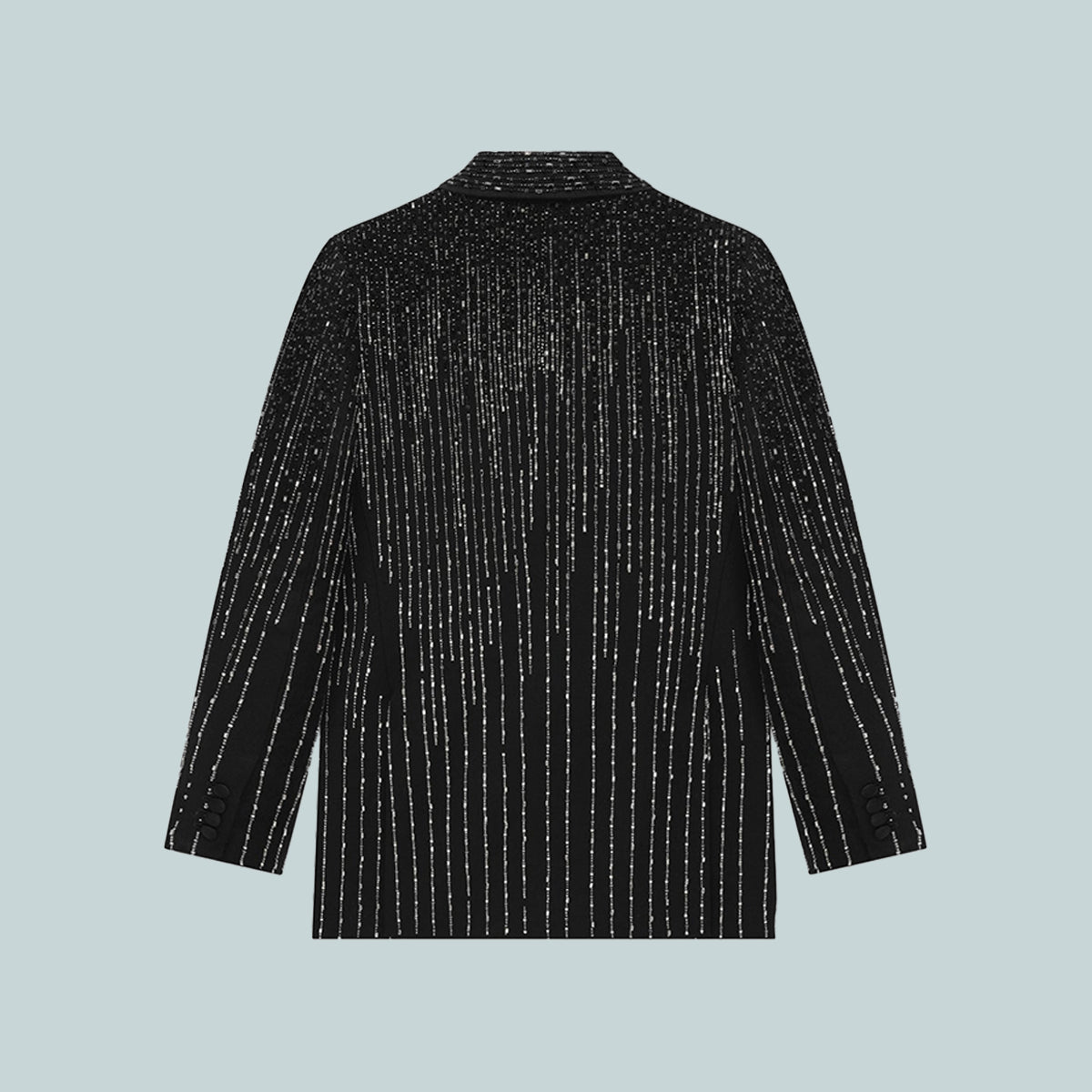 Crystal Stripe Double-Breasted Blazer Black