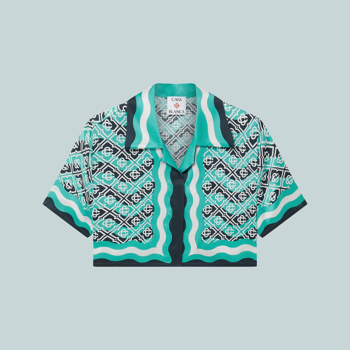 Women's Monogram Wave Cropped Silk Shirt