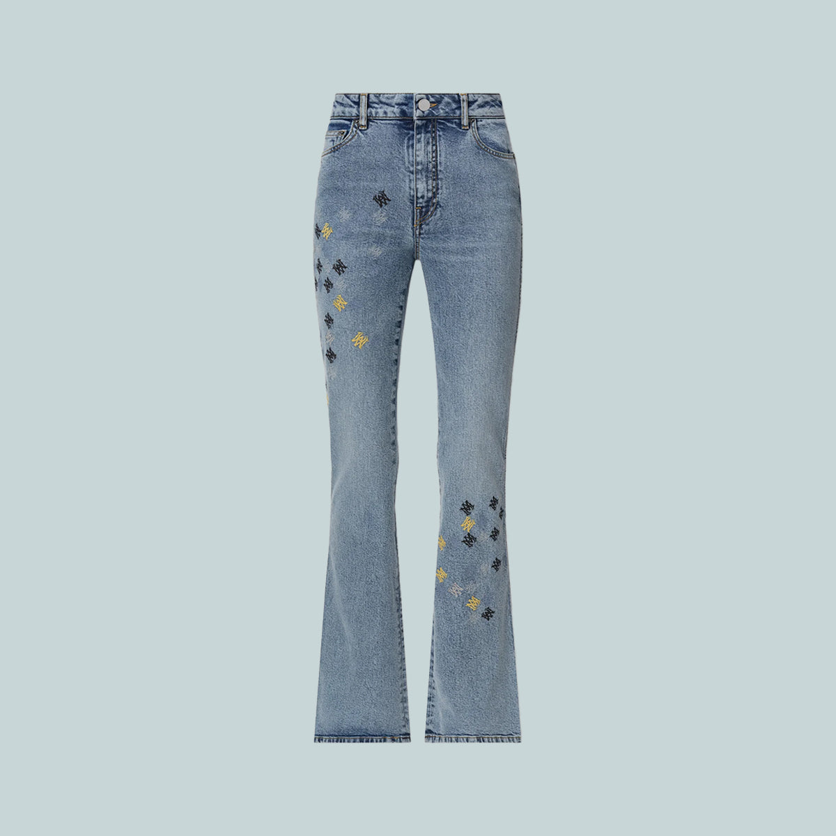 Women's MA Quad Embroidered Flare Jean Stone Indigo