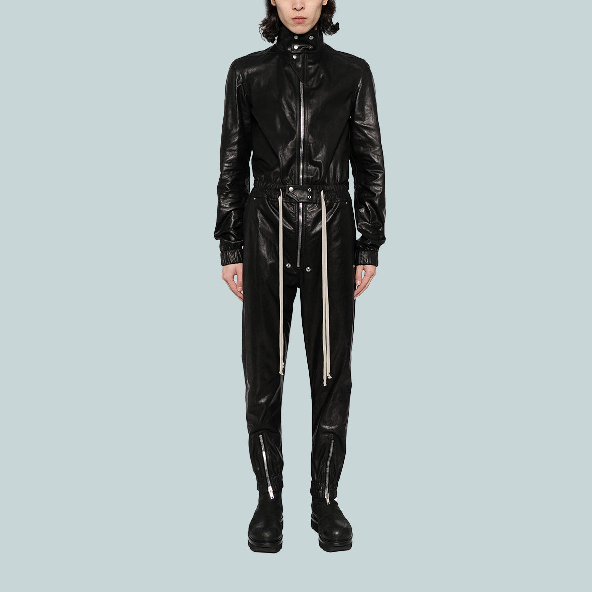 Leather Bauhaus Flightsuit Black