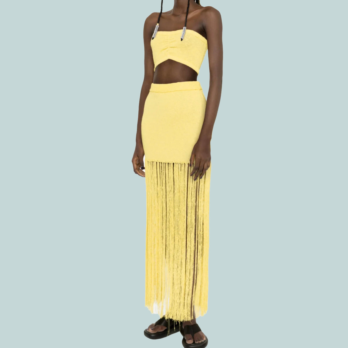 Fringed Knit Skirt