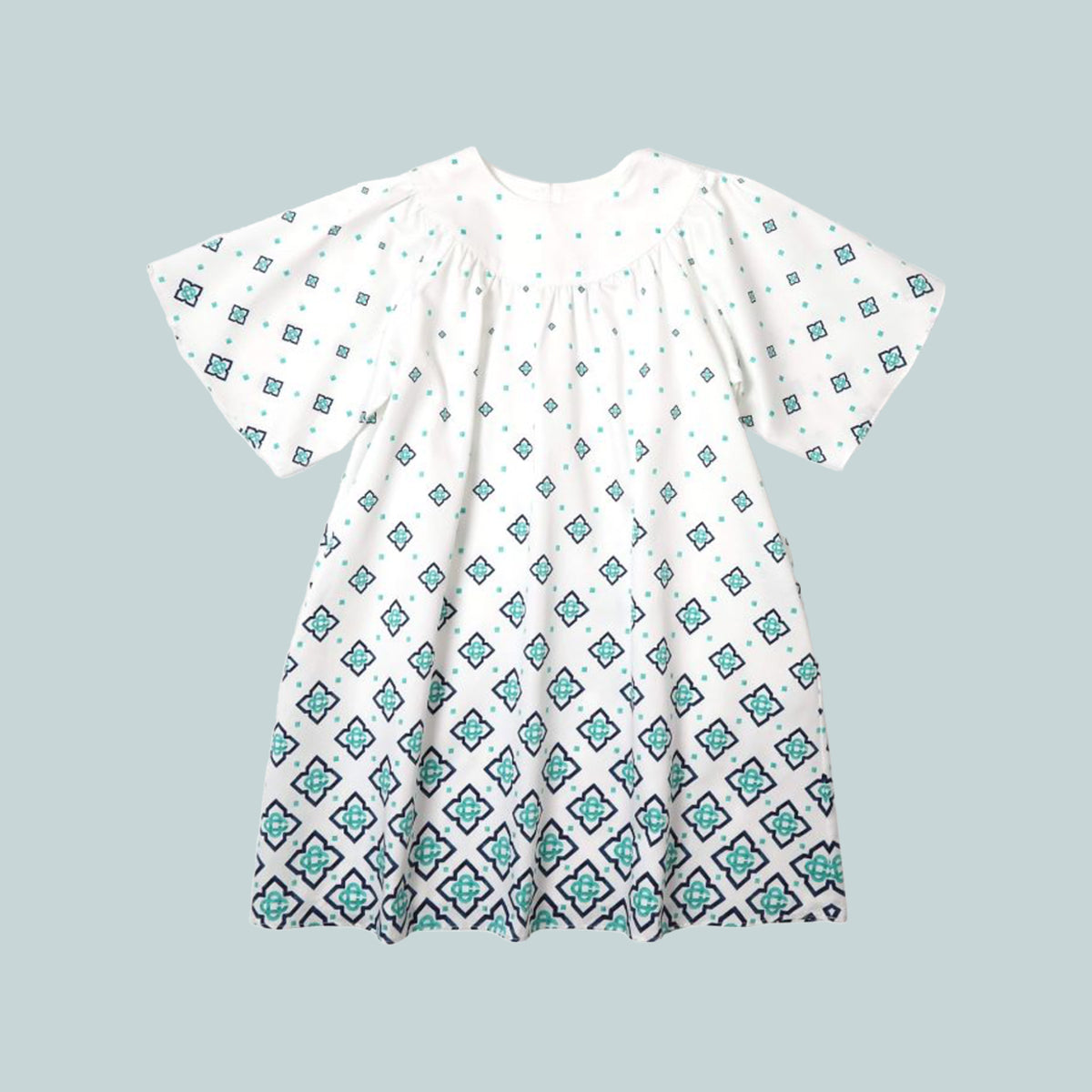 Kid's Gathered Dress Degrade Monogram