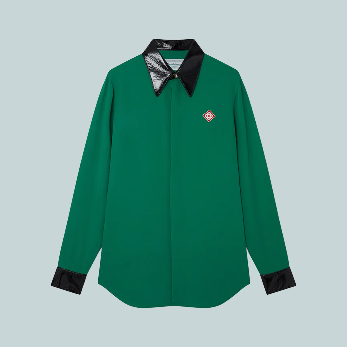 Shirt with PU Collar & Cuffs Green