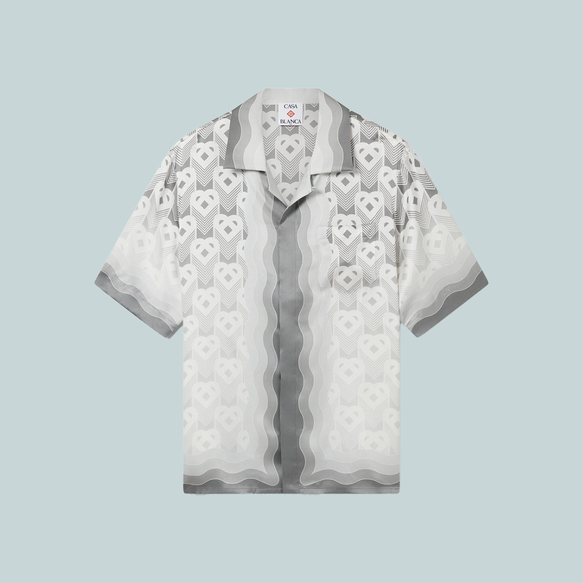 Short Sleeve Cuban Collar Silk Shirt Grey