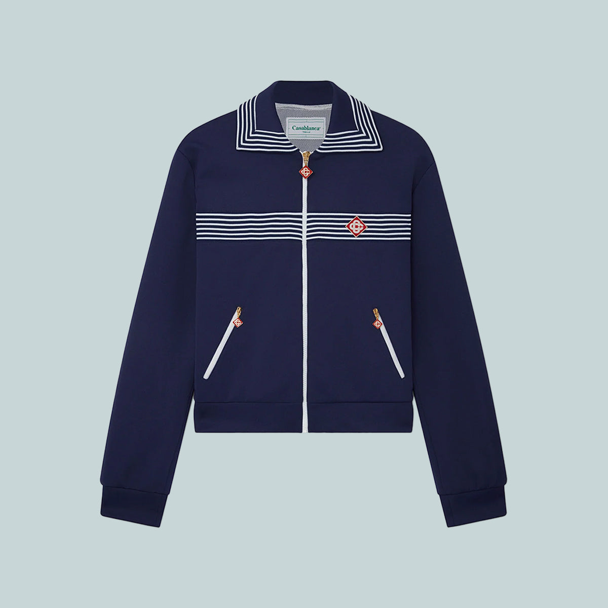 Striped Collar Track Jacket Midnight Sail