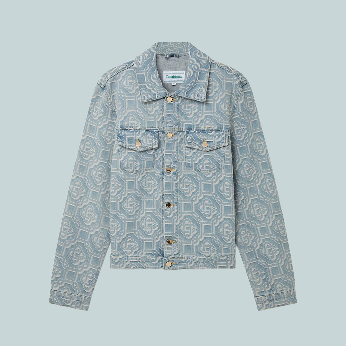 Men's Jacquard Denim Bleached Monogram Jacket