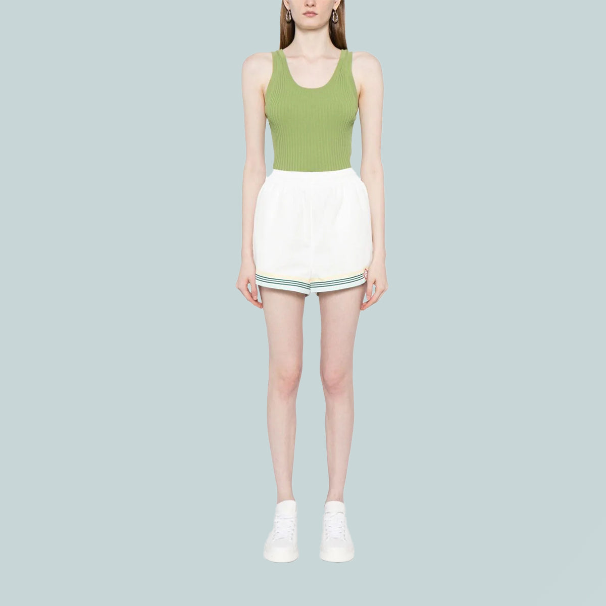 Striped Nylon Shorts White