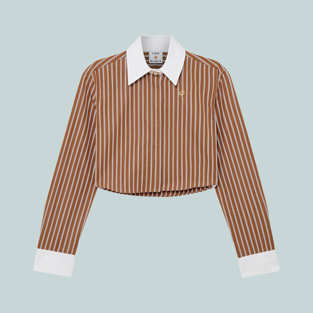 Cotton Stripe Shirt Brown