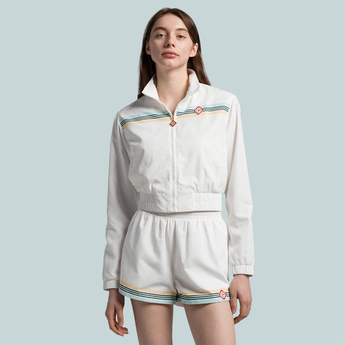 Striped Nylon Jacket White